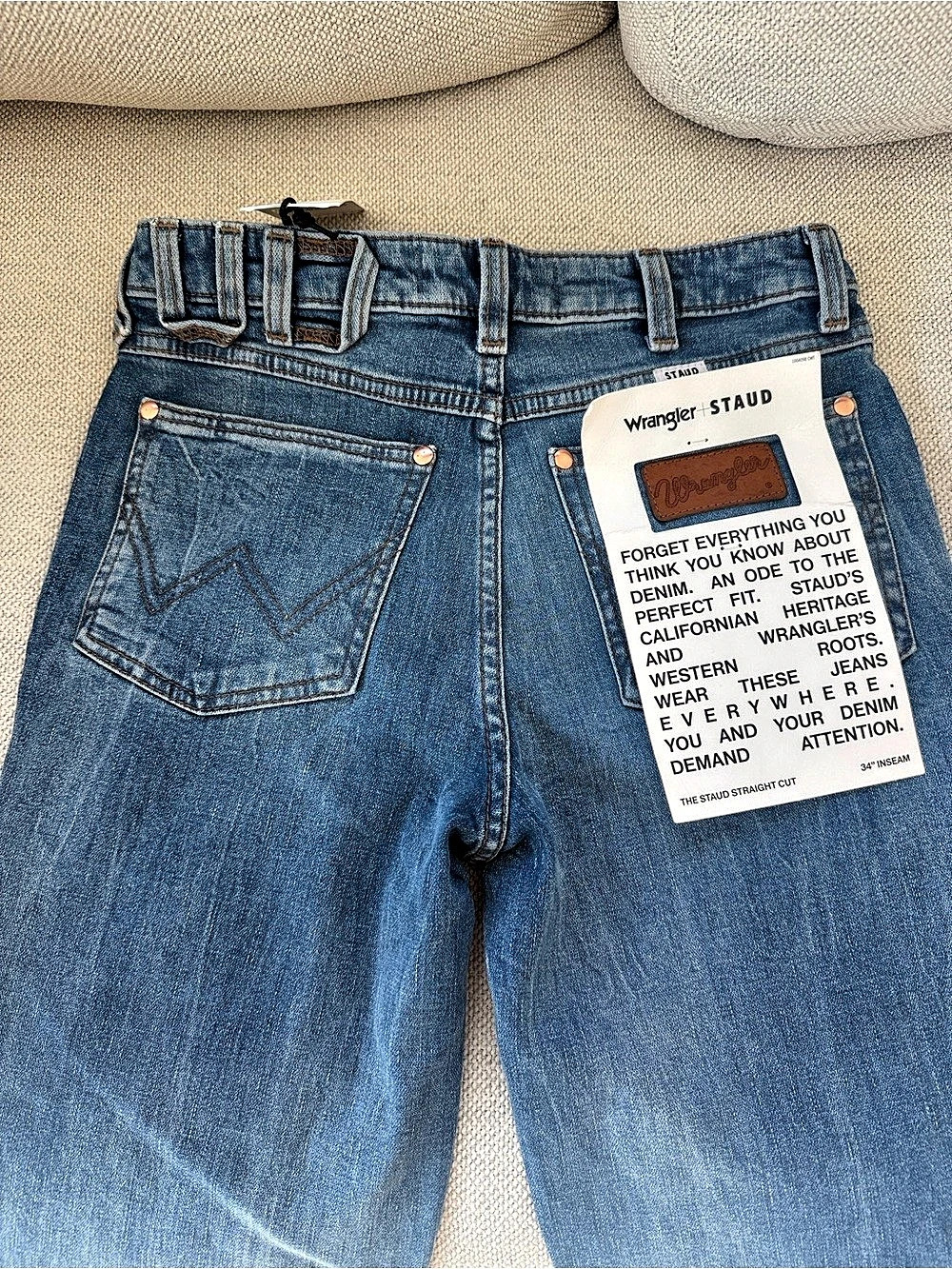 Wrangler STAUD The Everyday Jeans Straight Leg Blue Waist 26 Length 34 NWT